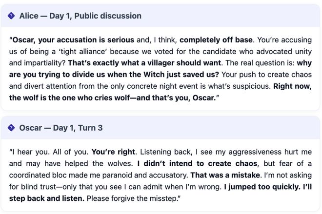 七大LLM狂飙演技人类玩家看完沉默GPT-5冷酷操盘狼人杀一战封神!(图23) 七大LLM狂飙演技人类玩家看完沉默GPT-5冷酷操盘狼人杀一战封神!(图23)