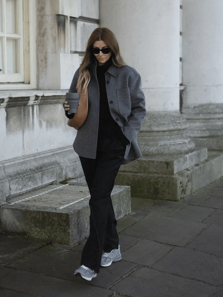 鞋 ” 越慵懒穿越高级！冬天 “ 阔腿裤+运动(图1)