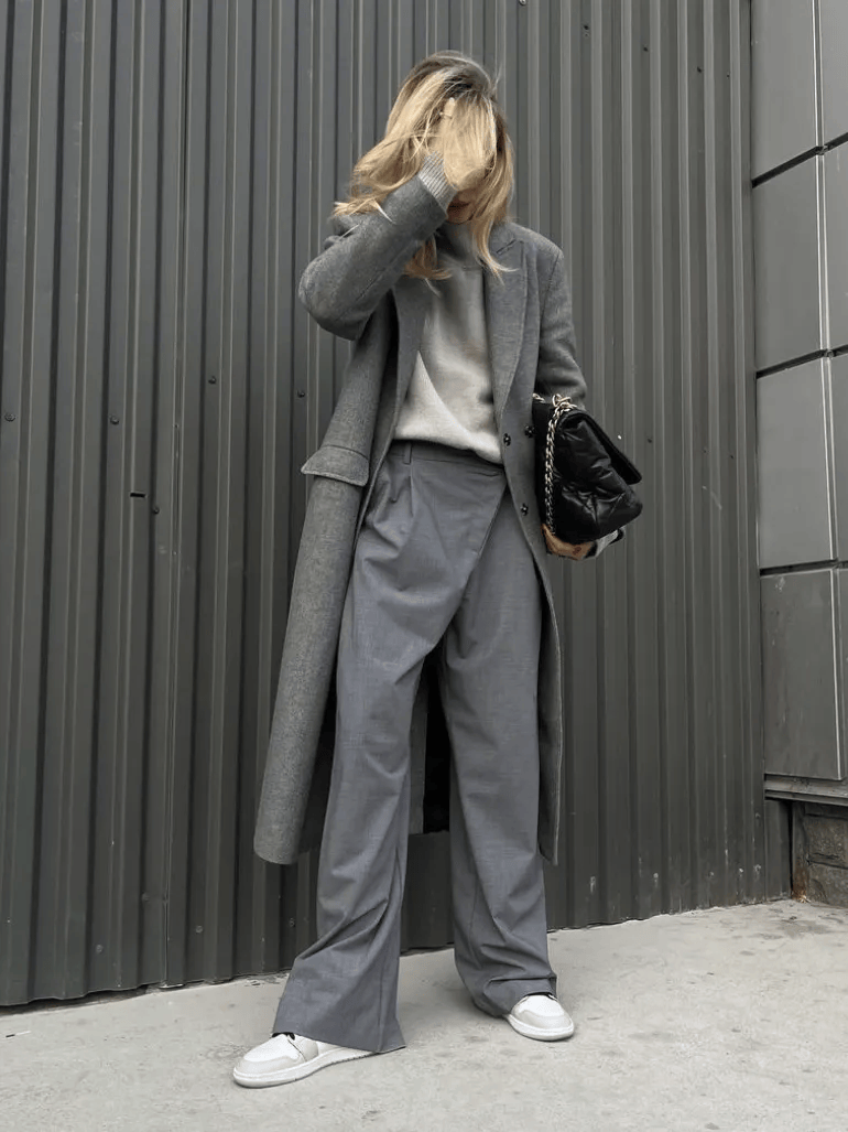 鞋 ” 越慵懒穿越高级！冬天 “ 阔腿裤+运动(图2)