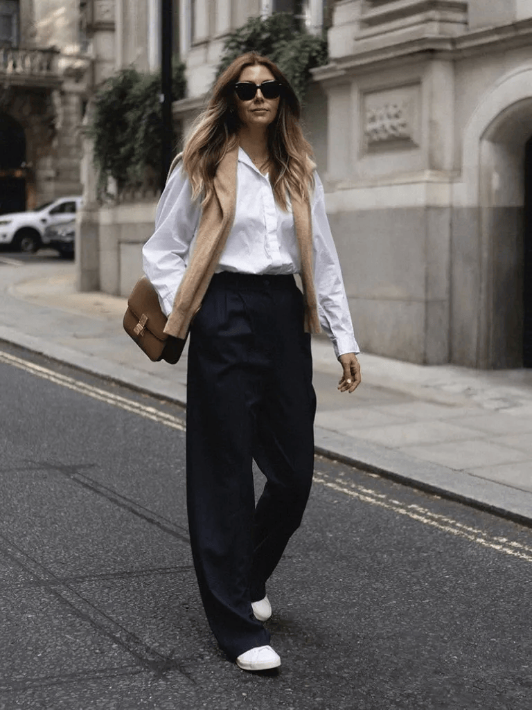 鞋 ” 越慵懒穿越高级！冬天 “ 阔腿裤+运动(图8)