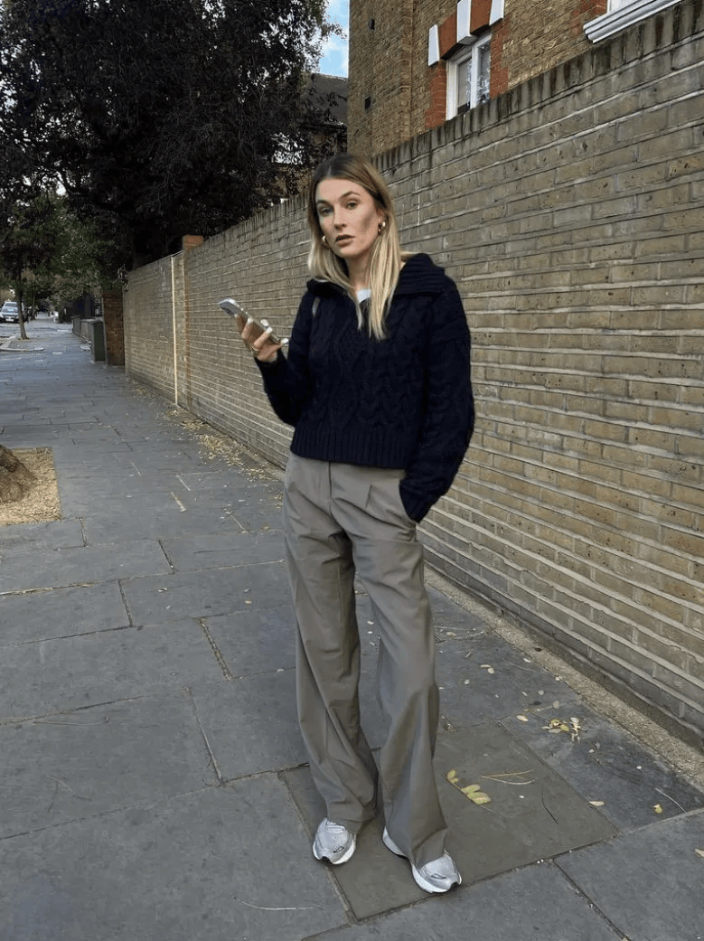 鞋 ” 越慵懒穿越高级！冬天 “ 阔腿裤+运动(图7)